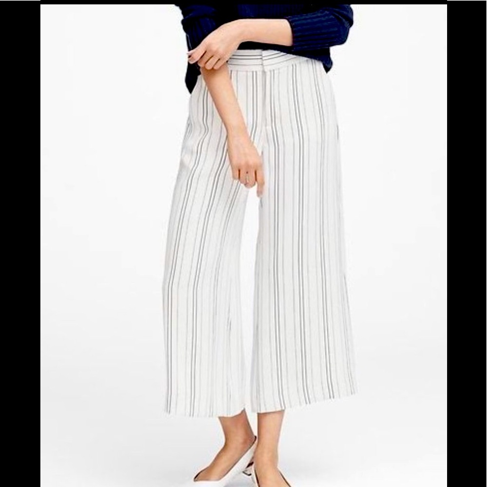 New Banana Republic Womens 0 Pinstriped Cropped Wide Leg Pants